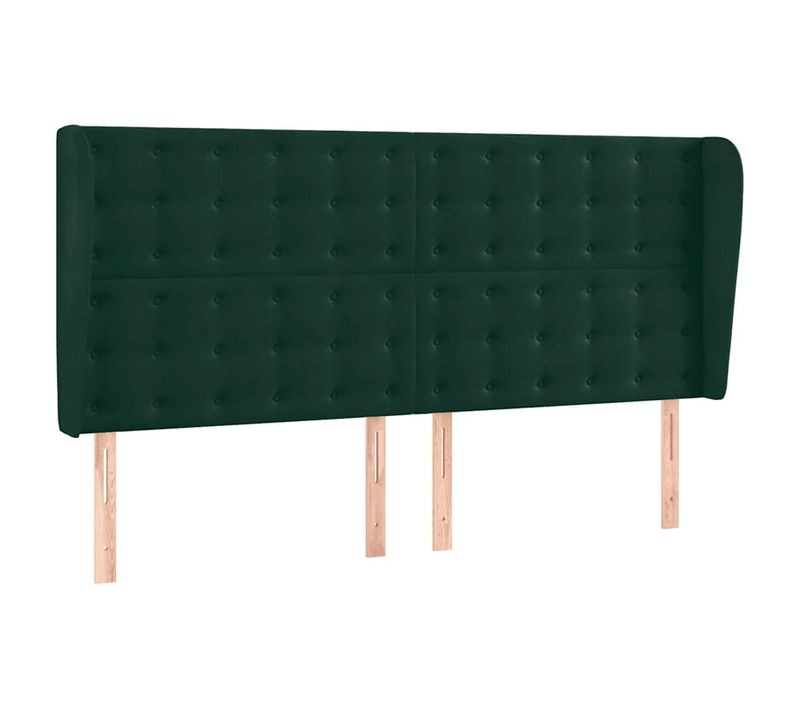 Tête De Lit Avec Oreilles Vert Foncé 163x23x118/128 Cm Velours