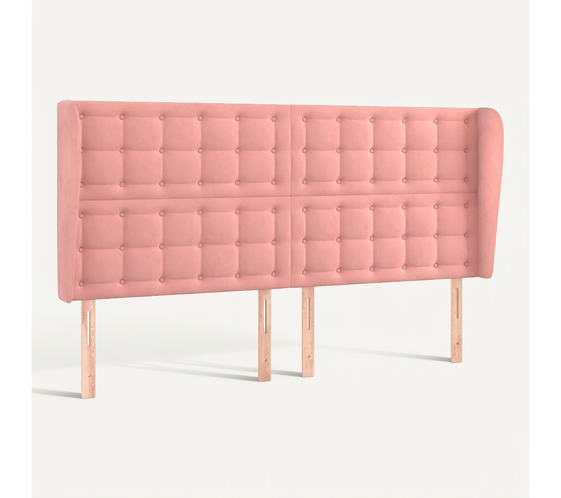 Tête De Lit Avec Oreilles Rose 163x23x118/128 Cm Velours