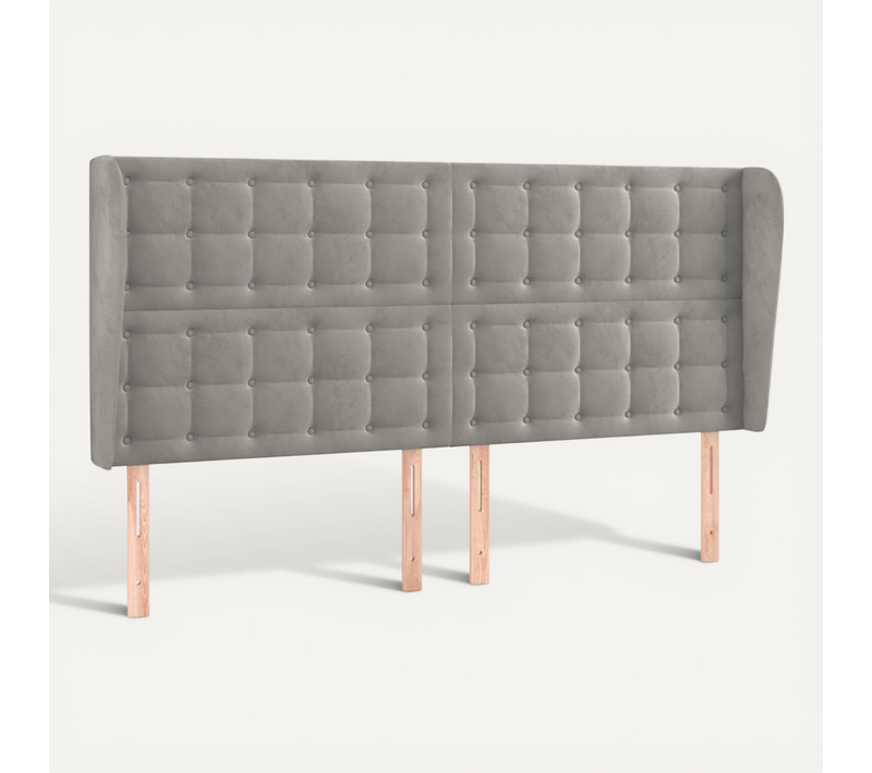 Tête De Lit Avec Oreilles Gris Clair 183x23x118/128 Cm Velours