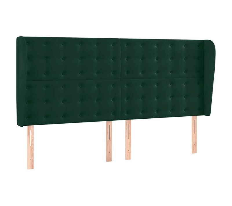 Tête De Lit Avec Oreilles Vert Foncé 183x23x118/128 Cm Velours