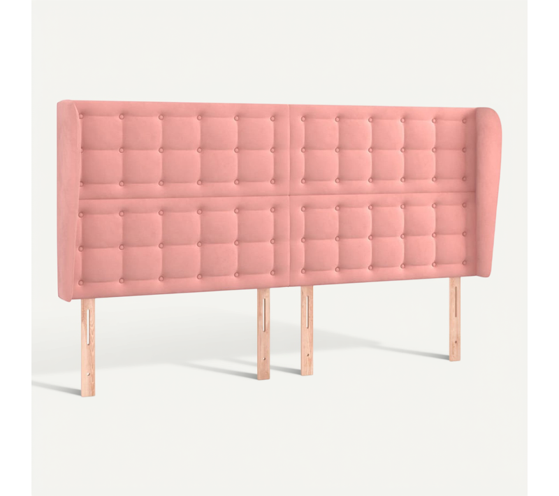 Tête De Lit Avec Oreilles Rose 183x23x118/128 Cm Velours