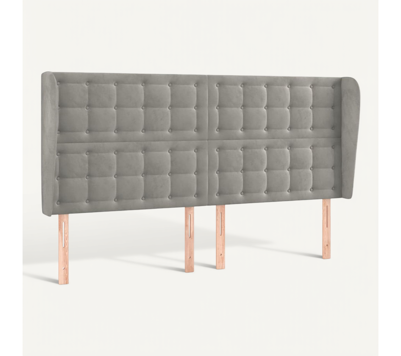 Tête De Lit Avec Oreilles Gris Clair 203x23x118/128 Cm Velours