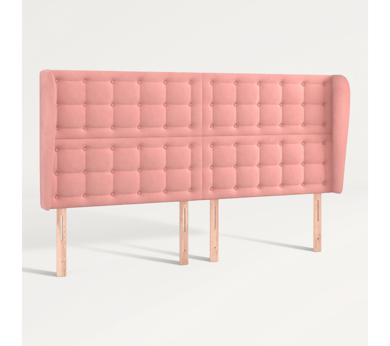 Tête De Lit Avec Oreilles Rose 203x23x118/128 Cm Velours