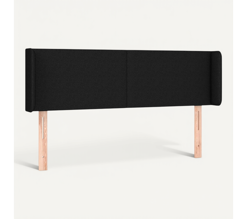 Tête De Lit Avec Oreilles Noir 147x16x78/88 Cm Tissu