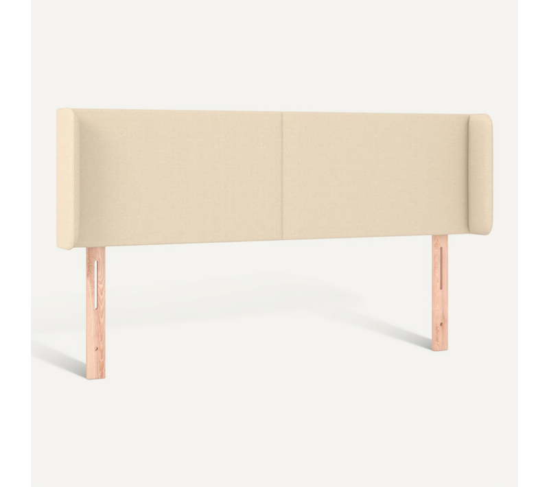 Tête De Lit Avec Oreilles Crème 147x16x78/88 Cm Tissu