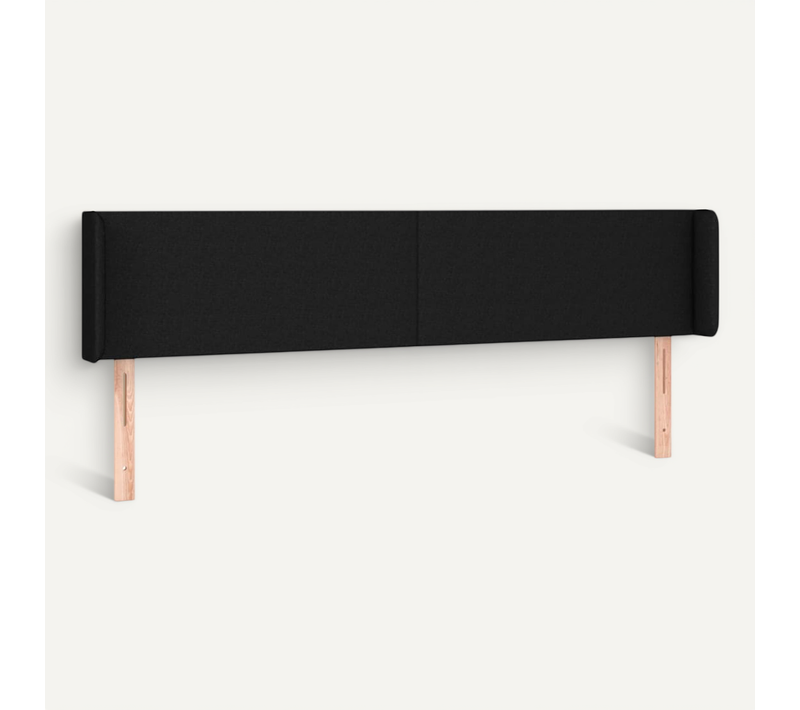 Tête De Lit Avec Oreilles Noir 163x16x78/88 Cm Tissu