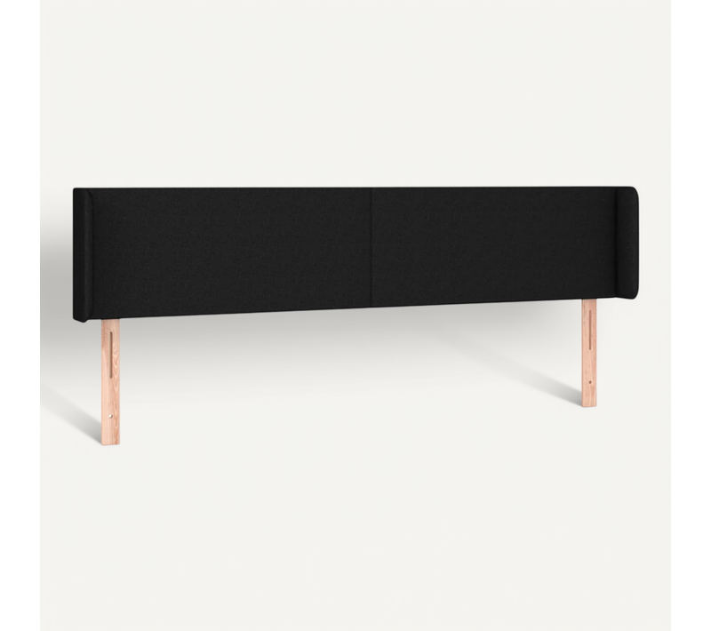Tête De Lit Avec Oreilles Noir 183x16x78/88 Cm Tissu