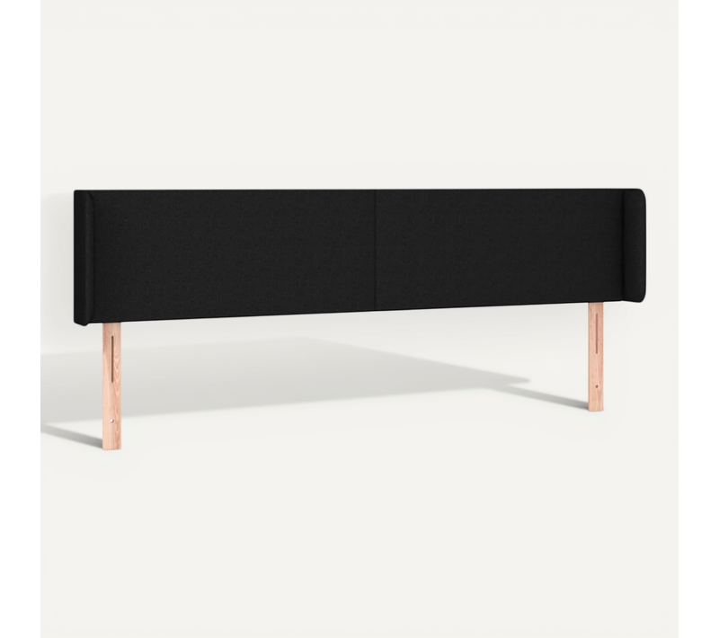 Tête De Lit Avec Oreilles Noir 203x16x78/88 Cm Tissu