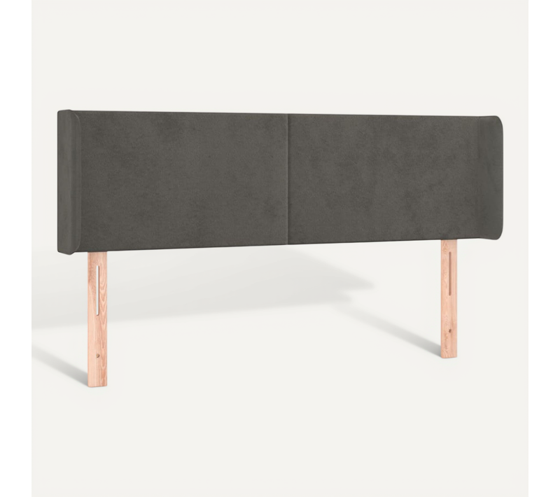 Tête De Lit Avec Oreilles Gris Foncé 147x16x78/88 Cm Velours