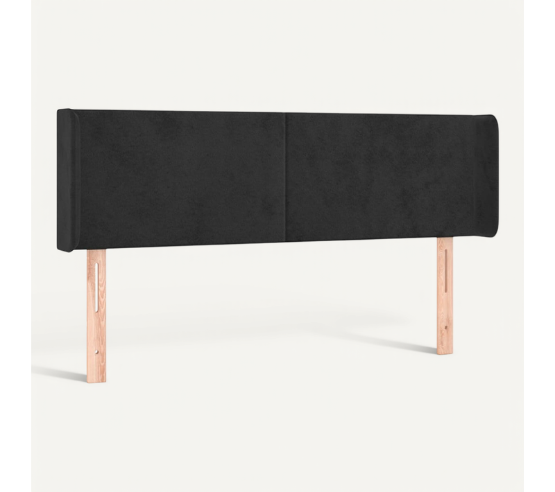 Tête De Lit Avec Oreilles Noir 147x16x78/88 Cm Velours
