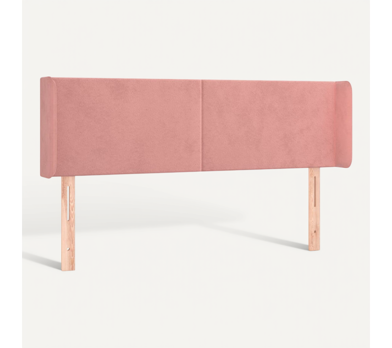 Tête De Lit Avec Oreilles Rose 147x16x78/88 Cm Velours