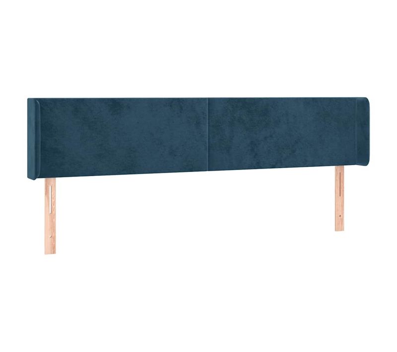 Tête De Lit Avec Oreilles Bleu Foncé 163x16x78/88 Cm Velours