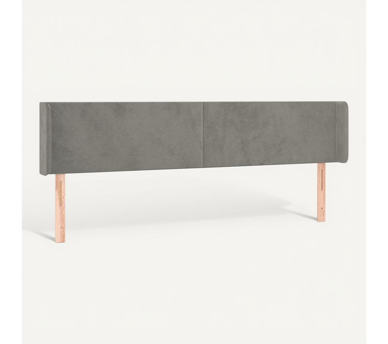 Tête De Lit Avec Oreilles Gris Clair 203x16x78/88 Cm Velours
