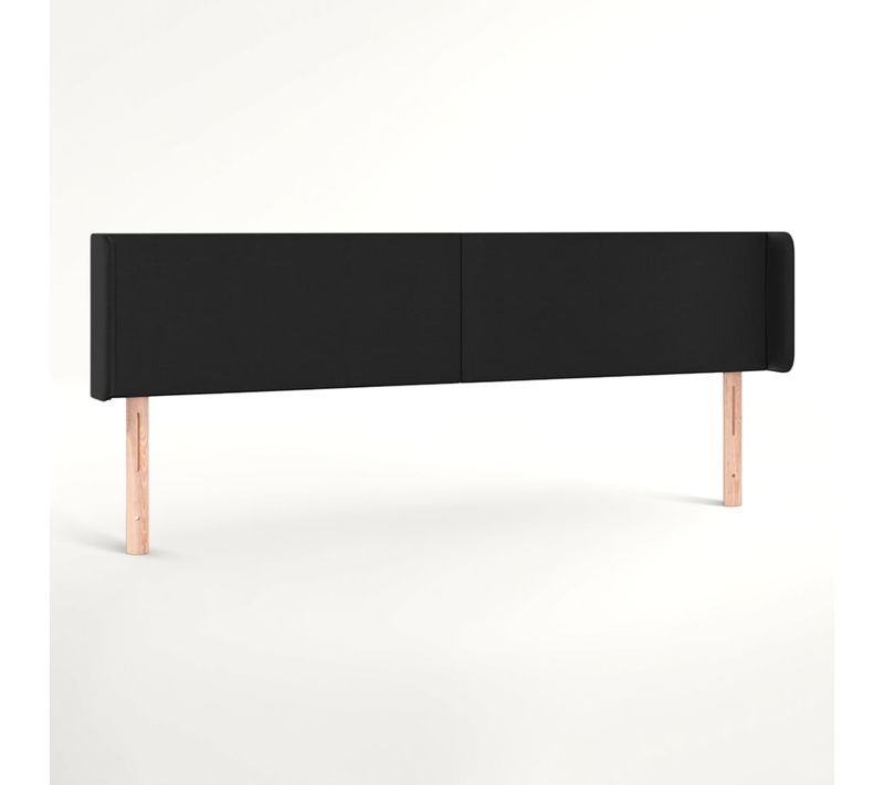 Tête De Lit Avec Oreilles Noir 183x16x78/88 Cm Simili
