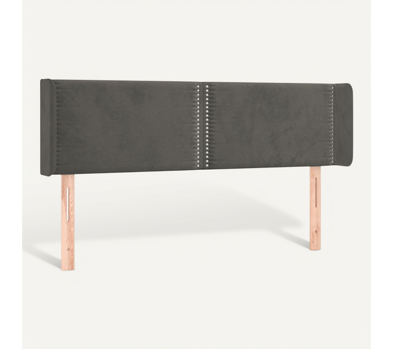 Tête De Lit Avec Oreilles Gris Foncé 147x16x78/88 Cm Velours