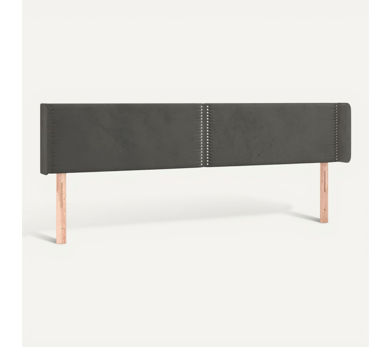 Tête De Lit Avec Oreilles Gris Foncé 163x16x78/88 Cm Velours