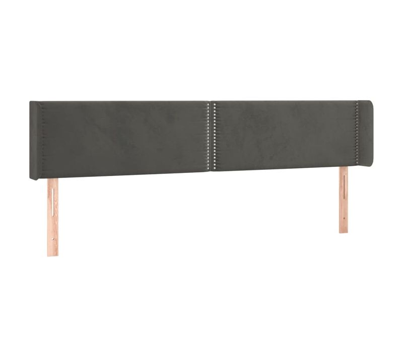 Tête De Lit Avec Oreilles Gris Foncé 183x16x78/88 Cm Velours