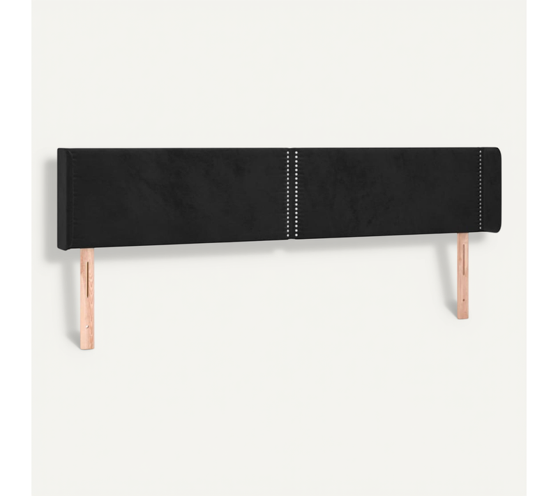 Tête De Lit Avec Oreilles Noir 183x16x78/88 Cm Velours