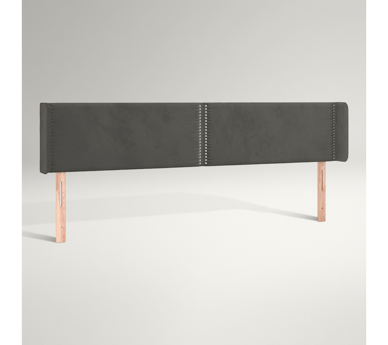 Tête De Lit Avec Oreilles Gris Foncé 203x16x78/88 Cm Velours