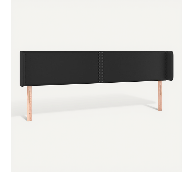 Tête De Lit Avec Oreilles Noir 183x16x78/88 Cm Similicuir