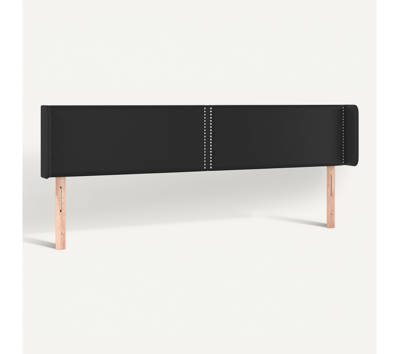 Tête De Lit Avec Oreilles Noir 203x16x78/88 Cm Simili