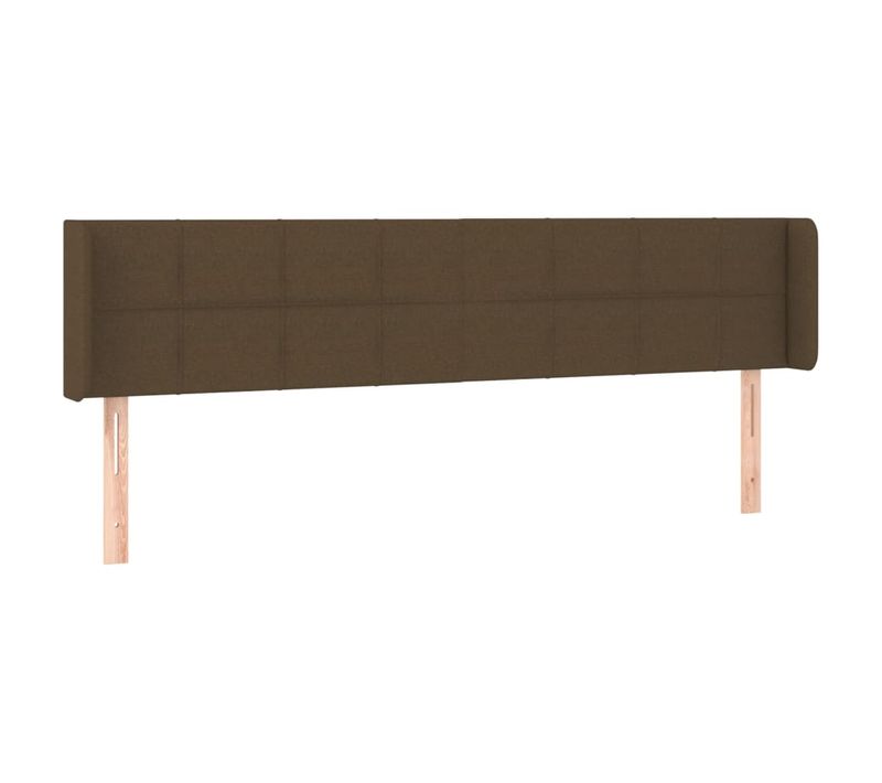 Tête De Lit Avec Oreilles Marron Foncé 163x16x78/88 Cm Tissu