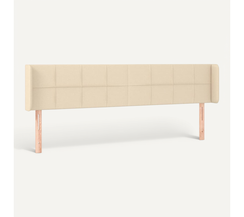 Tête De Lit Avec Oreilles Crème 163x16x78/88 Cm Tissu