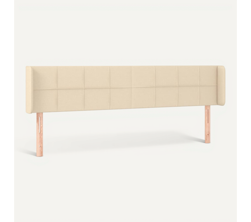 Tête De Lit Avec Oreilles Crème 203x16x78/88 Cm Tissu