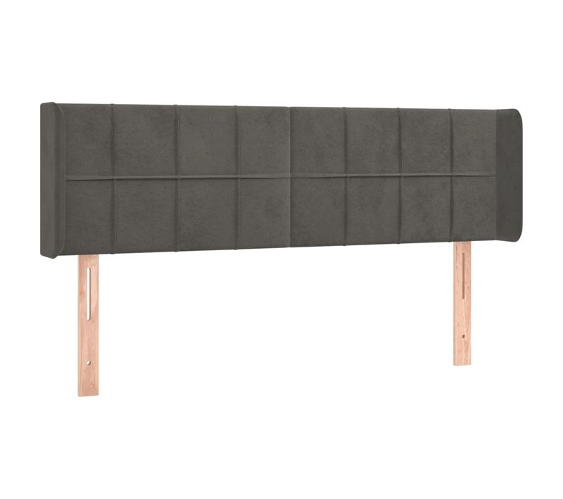 Tête De Lit Avec Oreilles Gris Foncé 147x16x78/88 Cm Velours