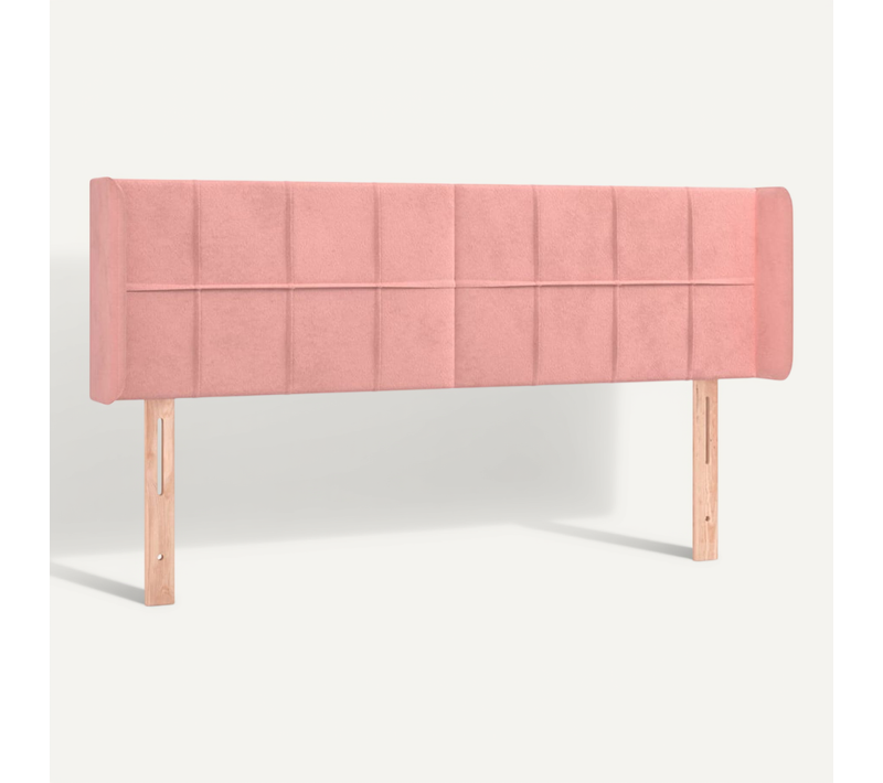 Tête De Lit Avec Oreilles Rose 147x16x78/88 Cm Velours