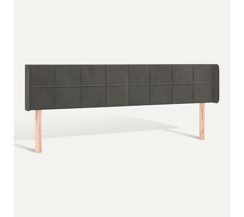 Tête De Lit Avec Oreilles Gris Foncé 183x16x78/88 Cm Velours