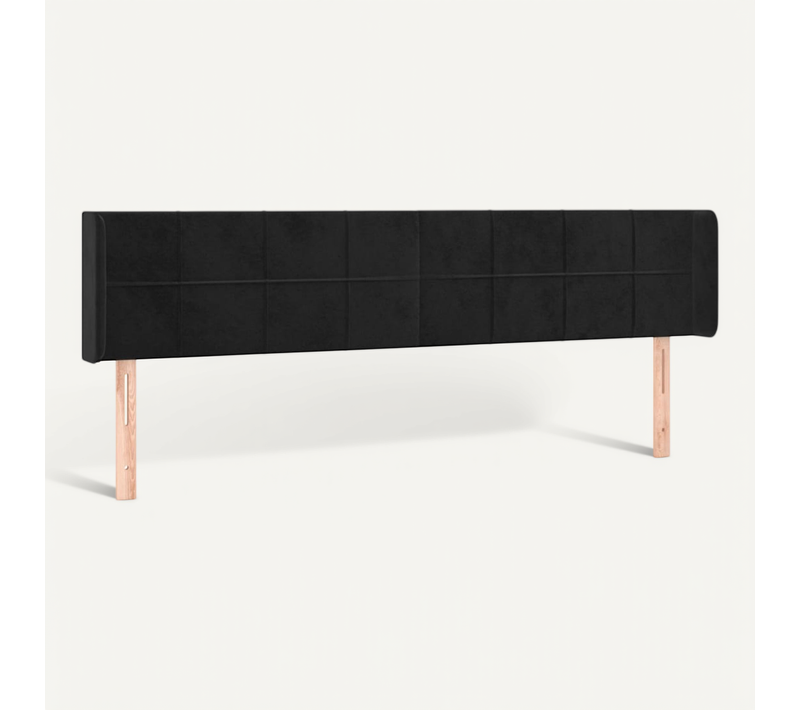 Tête De Lit Avec Oreilles Noir 183x16x78/88 Cm Velours