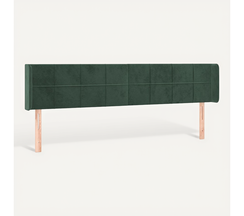 Tête De Lit Avec Oreilles Vert Foncé 183x16x78/88 Cm Velours
