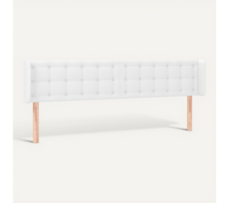 Tête De Lit Avec Oreilles En Simili Blanc, Hauteur Réglable, 183 X 16 X 78/88 Cm