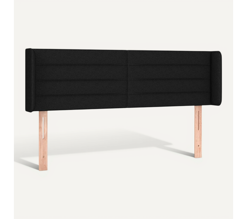Tête De Lit Avec Oreilles Noir 147x16x78/88 Cm Tissu