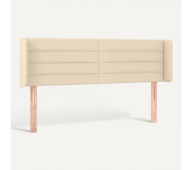 Tête De Lit Avec Oreilles Crème 147x16x78/88 Cm Tissu
