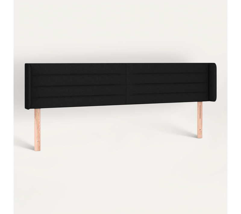Tête De Lit Avec Oreilles Noir 163x16x78/88 Cm Tissu