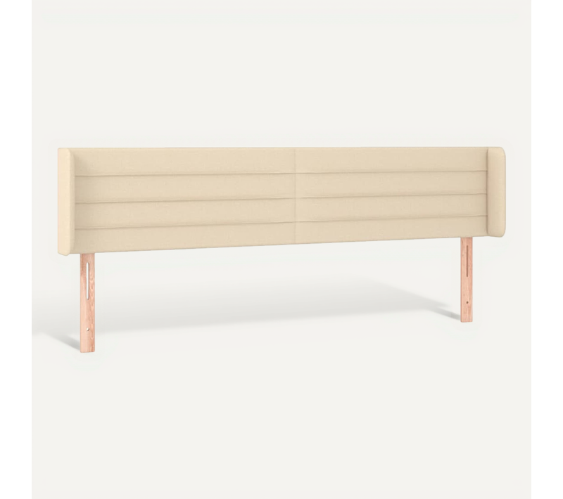 Tête De Lit Avec Oreilles Crème 203x16x78/88 Cm Tissu