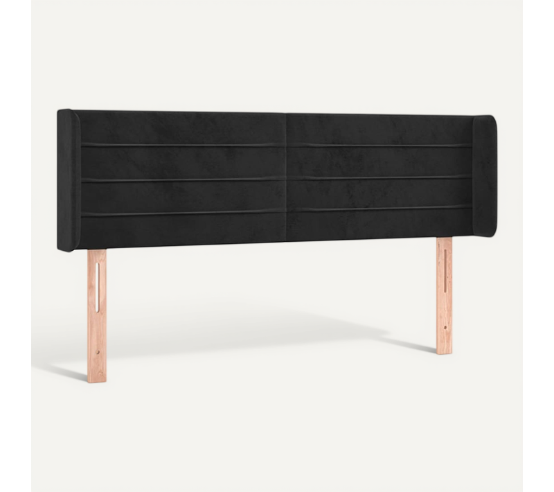 Tête De Lit Avec Oreilles Noir 147x16x78/88 Cm Velours