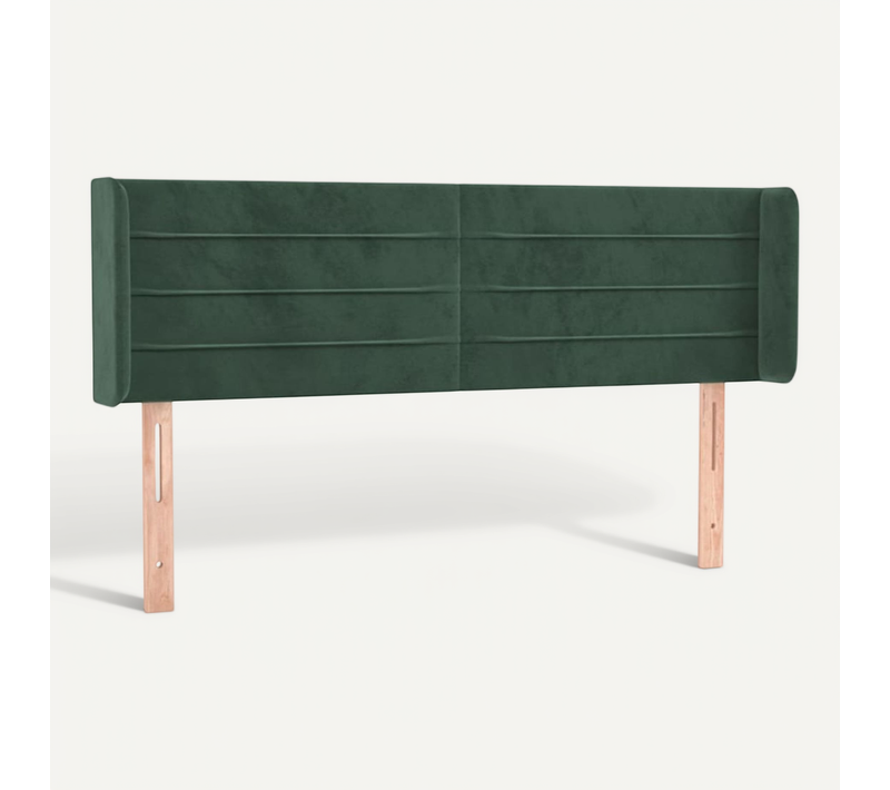 Tête De Lit Avec Oreilles Vert Foncé 147x16x78/88 Cm Velours