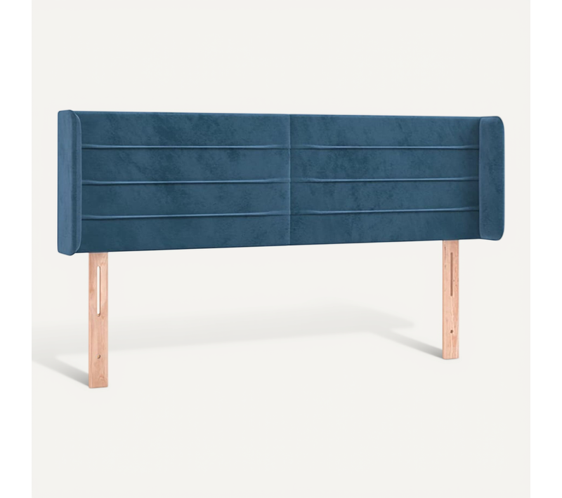 Tête De Lit Avec Oreilles Bleu Foncé 147x16x78/88 Cm Velours