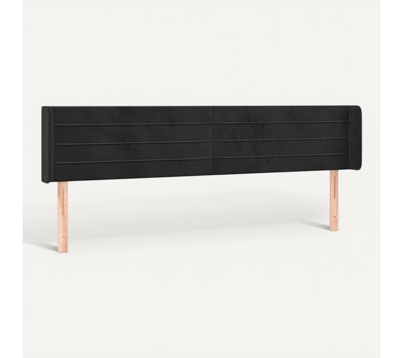 Tête De Lit Avec Oreilles Noir 183x16x78/88 Cm Velours