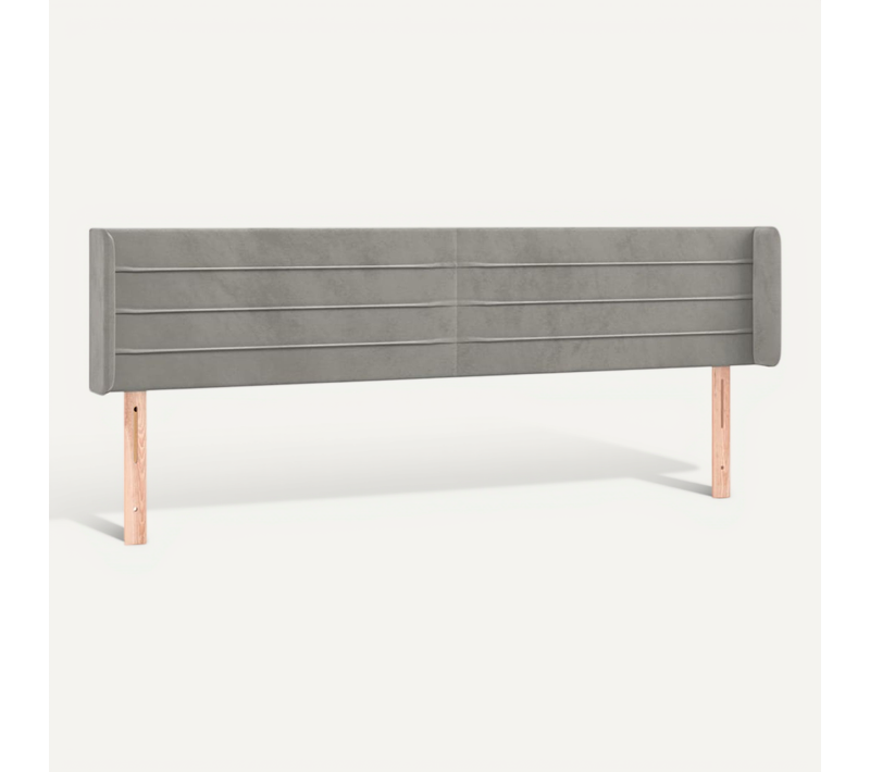Tête De Lit Avec Oreilles Gris Clair 203x16x78/88 Cm Velours