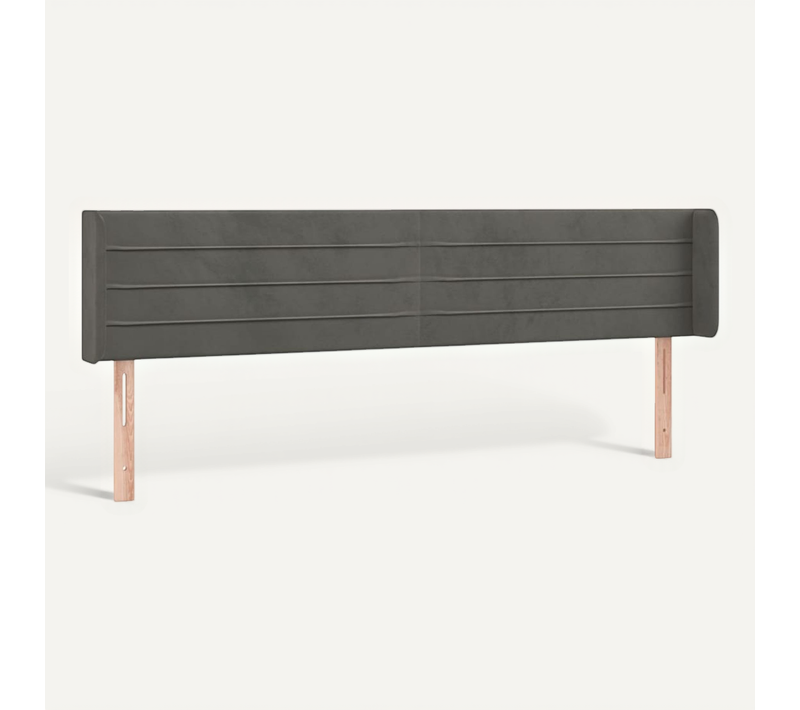 Tête De Lit Avec Oreilles Gris Foncé 203x16x78/88 Cm Velours