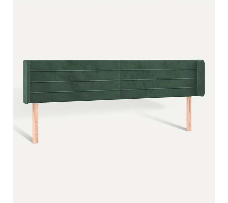 Tête De Lit Avec Oreilles Vert Foncé 203x16x78/88 Cm Velours