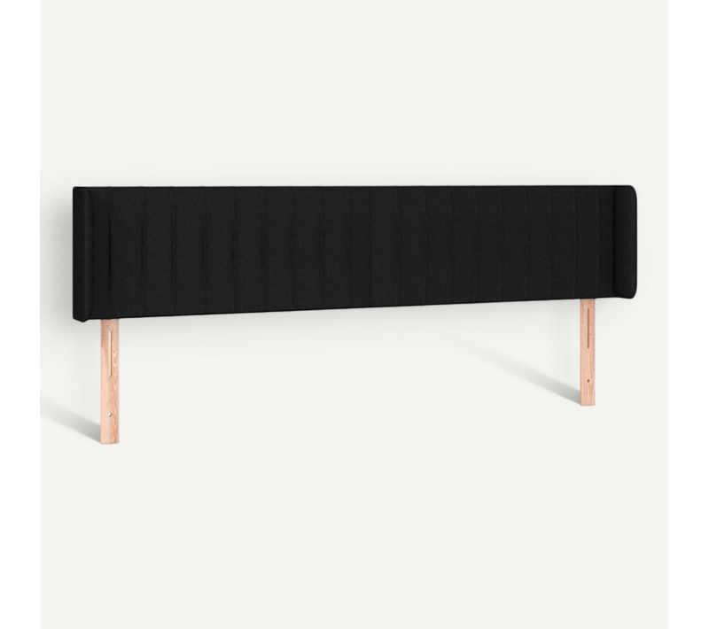 Tête De Lit Avec Oreilles Noir 163x16x78/88 Cm Tissu