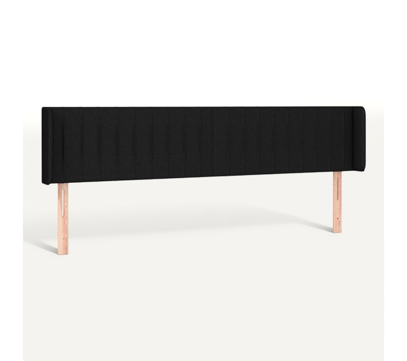 Tête De Lit Avec Oreilles Noir 203x16x78/88 Cm Tissu