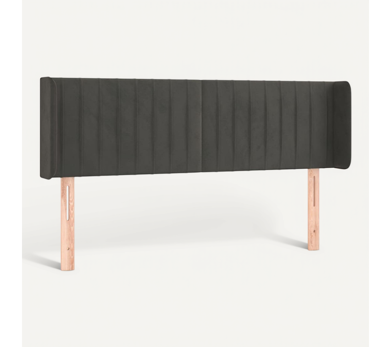 Tête De Lit Avec Oreilles Gris Foncé 147x16x78/88 Cm Velours