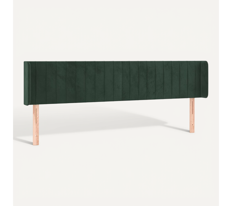 Tête De Lit Avec Oreilles Vert Foncé 203x16x78/88 Cm Velours