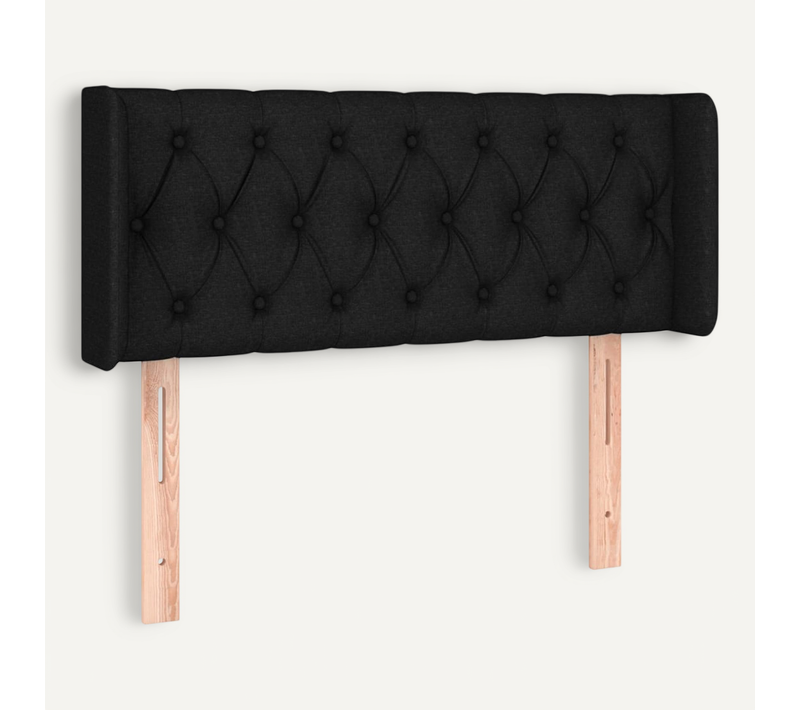 Tête De Lit Avec Oreilles Noir 93x16x78/88 Cm Tissu